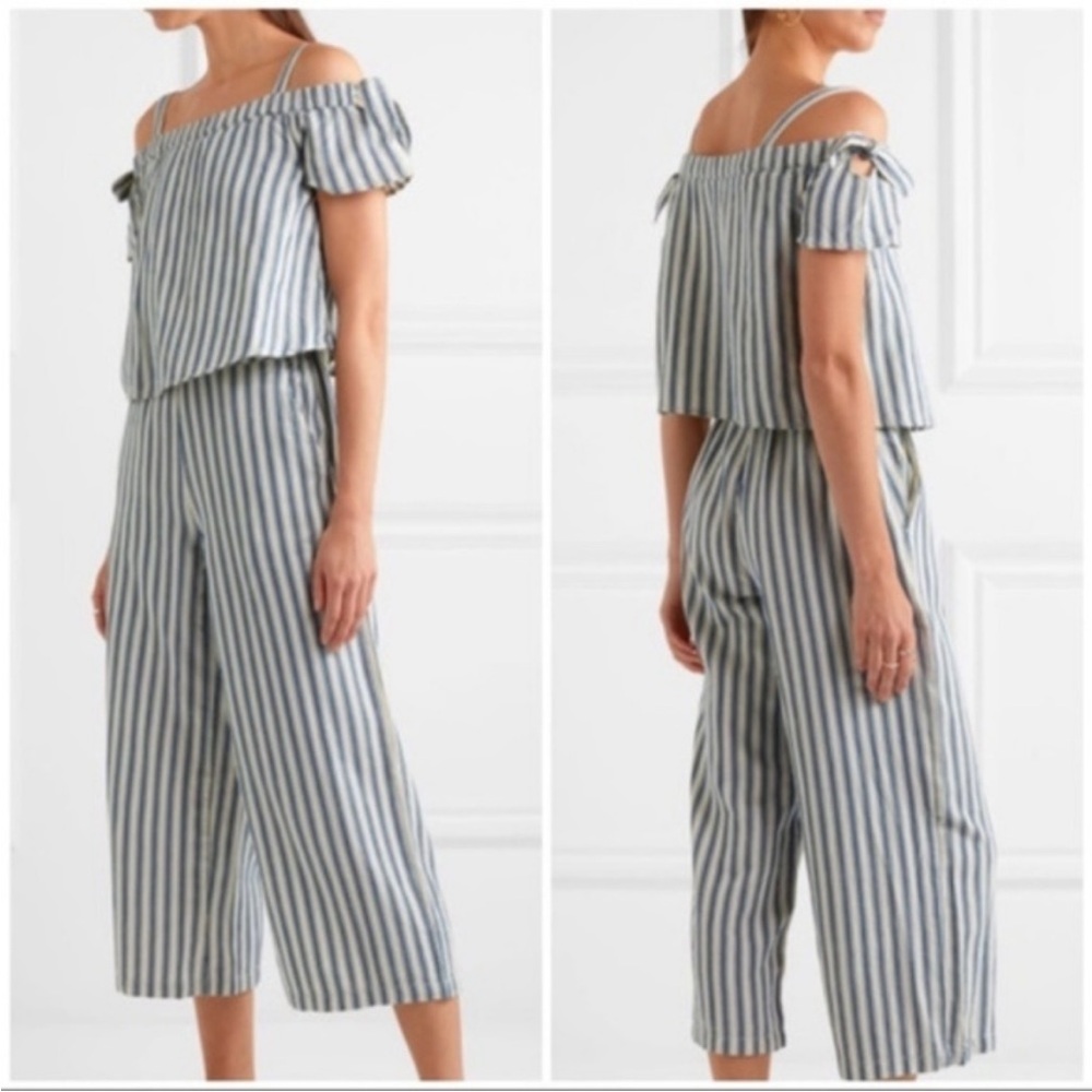 -Madewell Linen Blend Cold-shoulder Jumpsuit, Size L